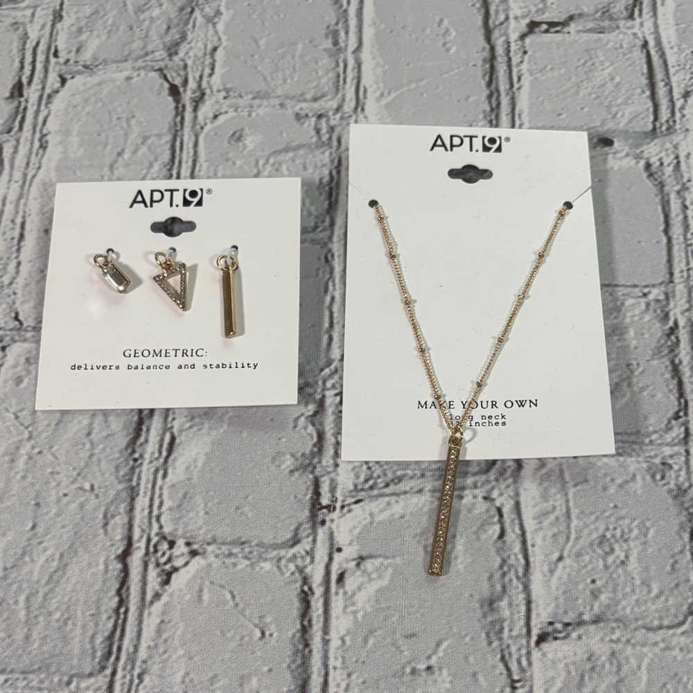 NWT APT. 9 Gold Tone Make Your Own Necklace w/ Geometic Charms